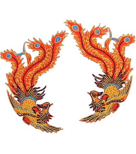 Amazon.com: Phoenix Phenix Birds Scarlet red Gold Embroidered